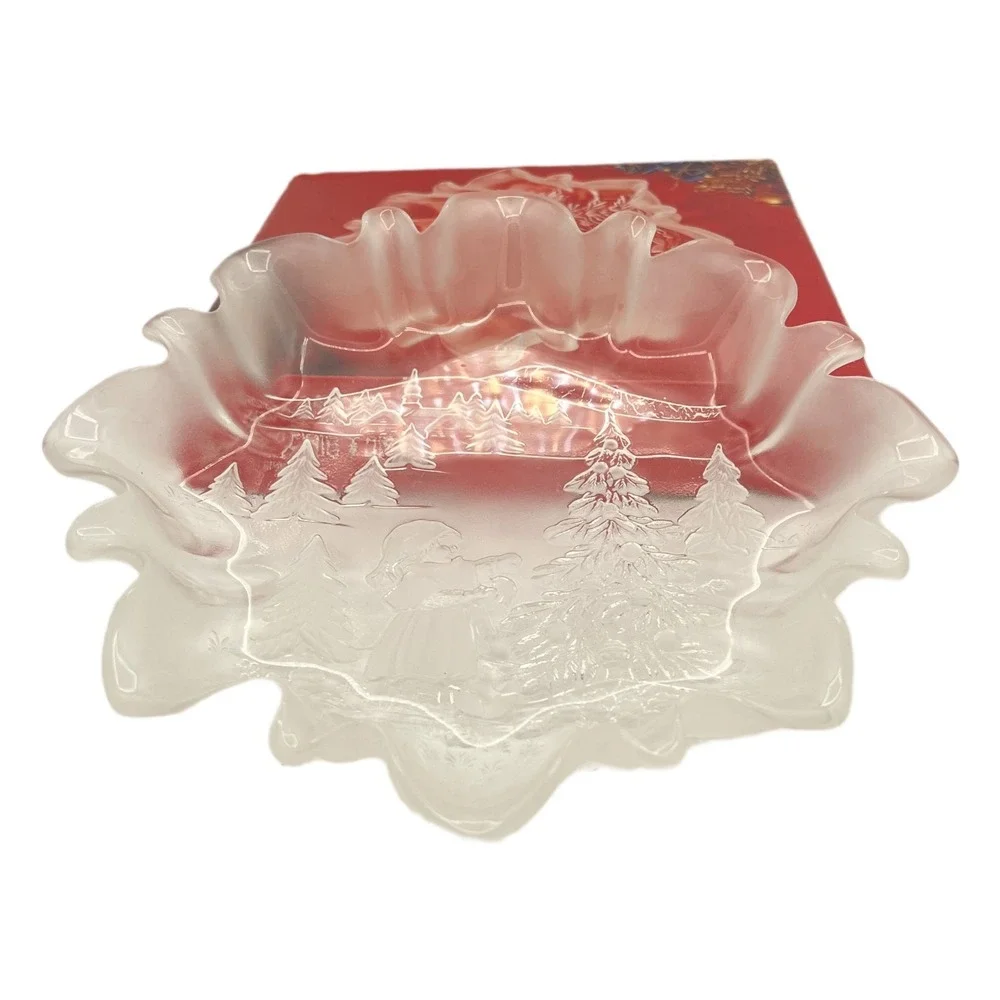 2 Mikasa German Christmas Crystal Dishes Christmas Story & Bloom Candy Sweets